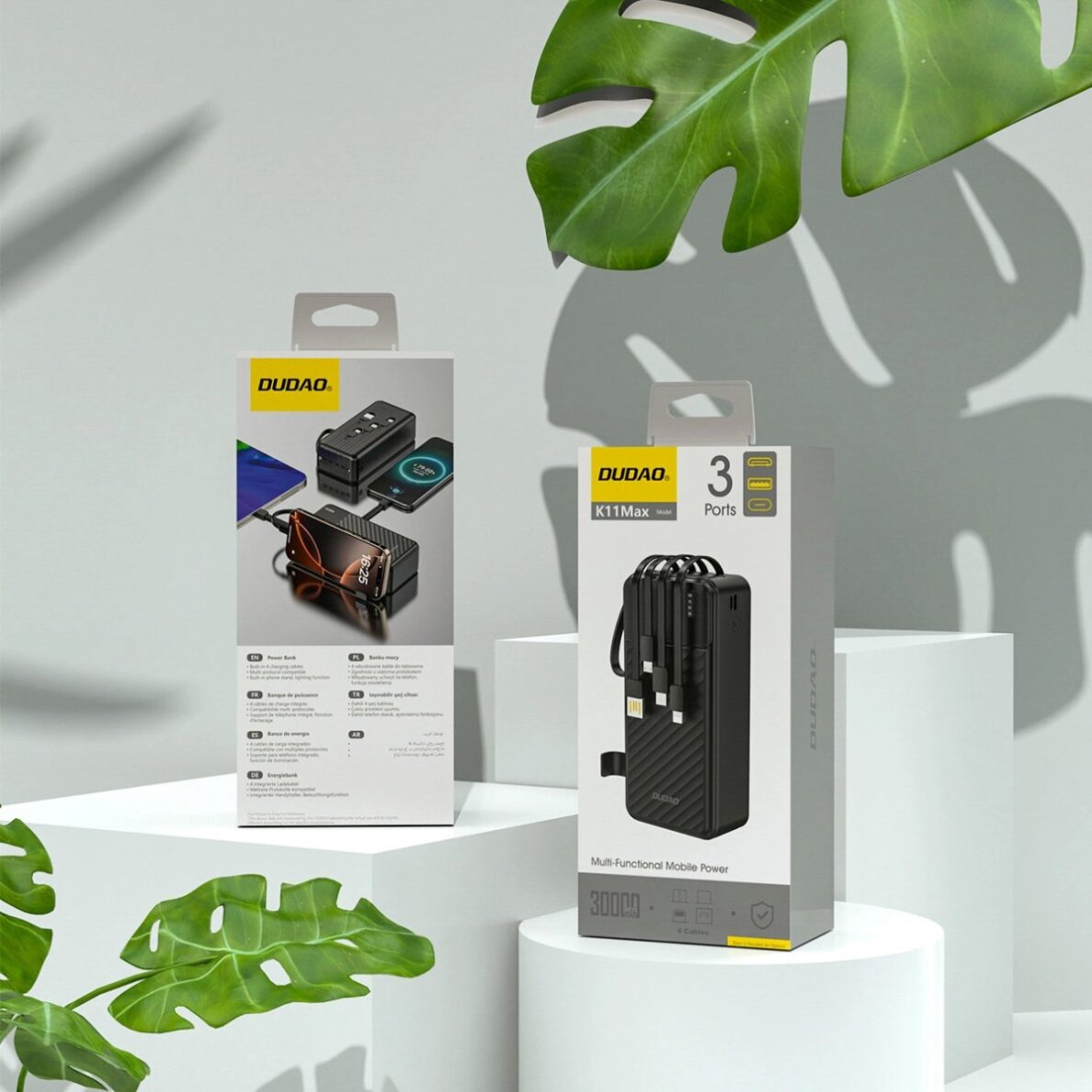 Išorinė baterija Dudao K11 Max 30000 mAh su integruotais kabeliais – juoda 3