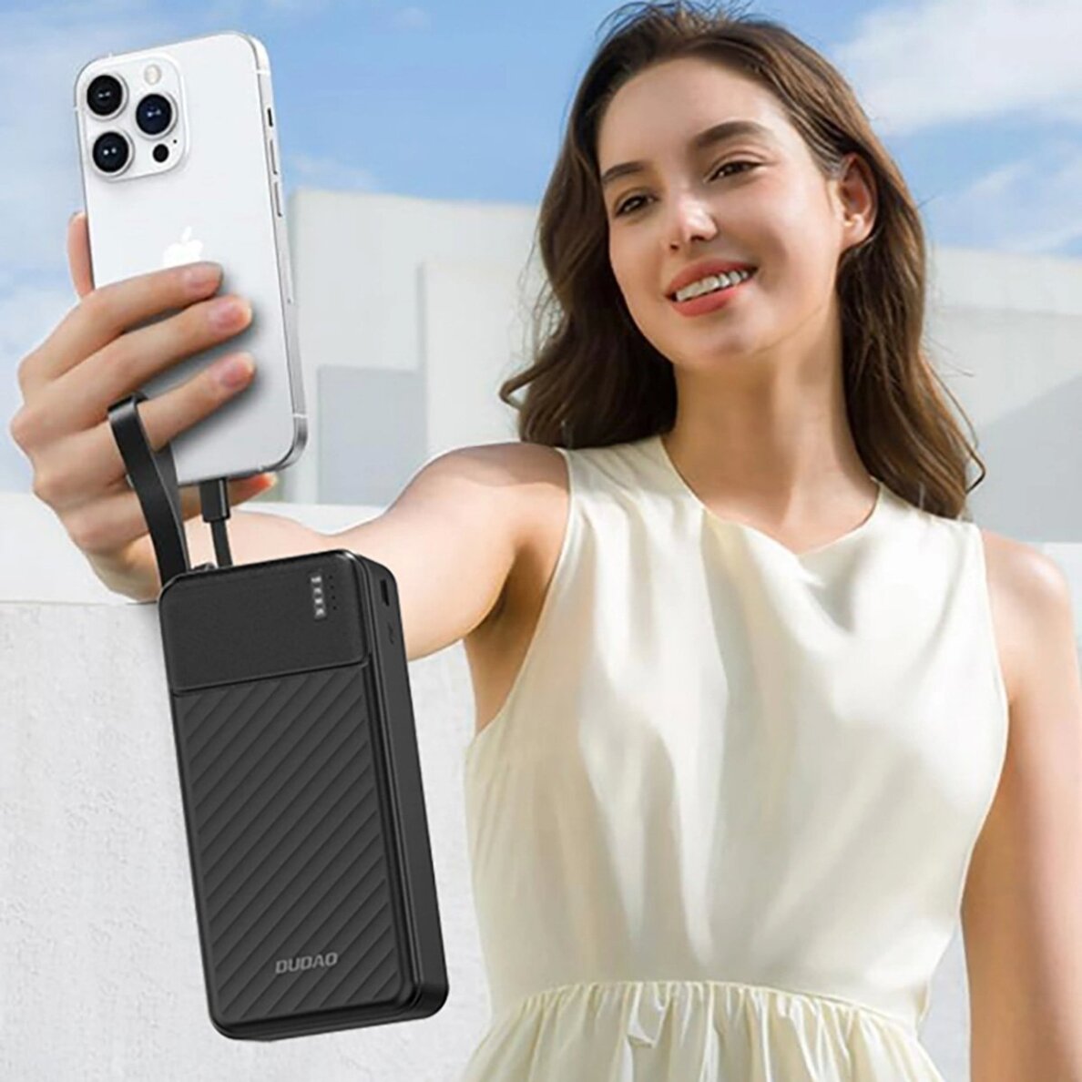 Išorinė baterija Dudao K11 Max 30000 mAh su integruotais kabeliais – juoda 5