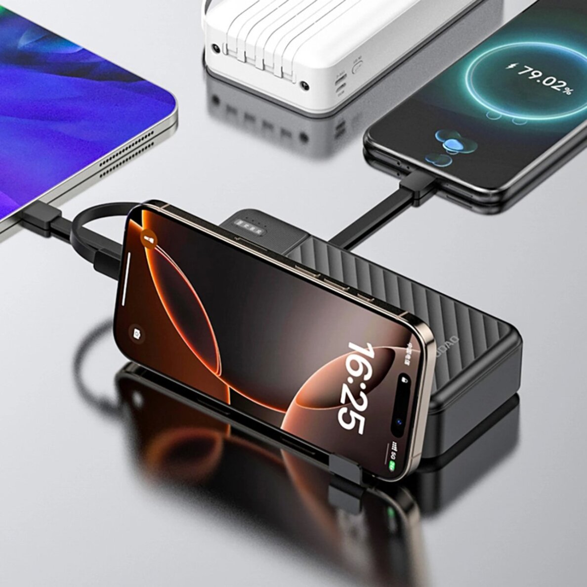 Išorinė baterija Dudao K11 Pro 20000 mAh su integruotais kabeliais – juoda 5