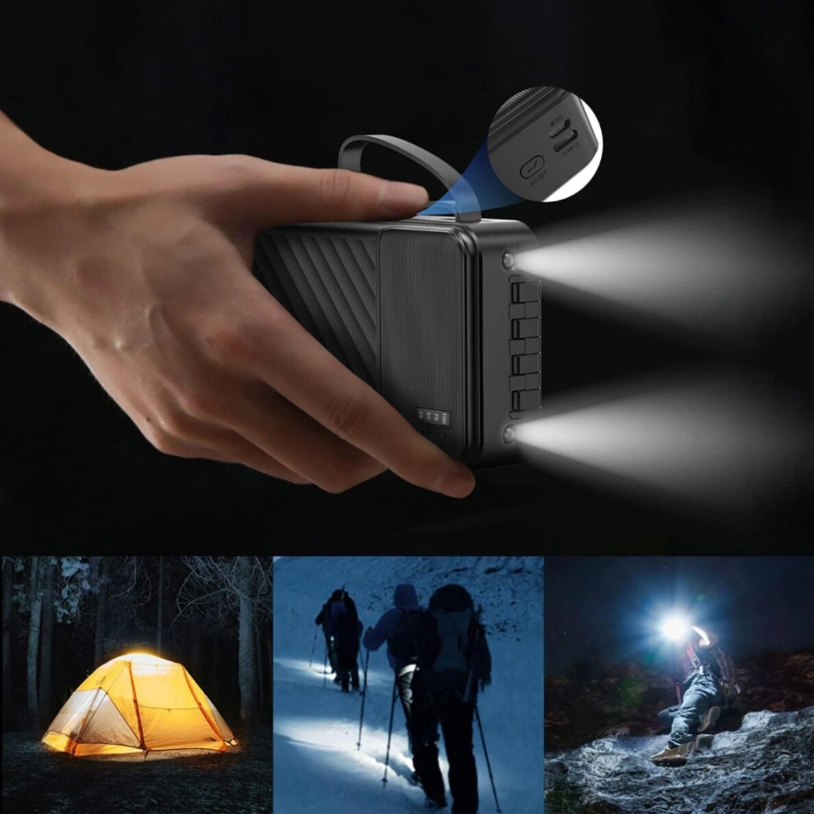 Išorinė baterija Dudao K11 Pro 20000 mAh su integruotais kabeliais – balta 4