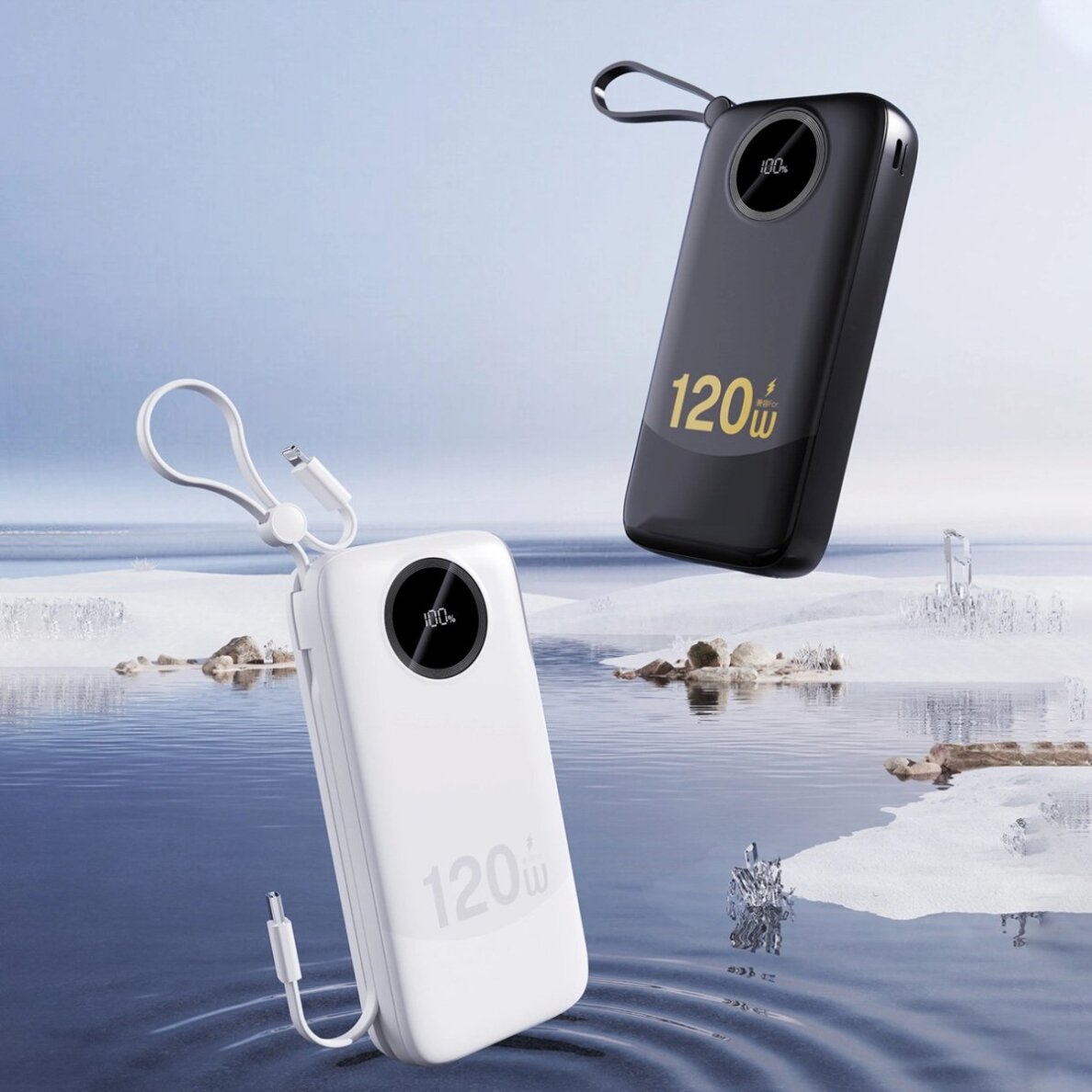 Išorinė baterija Dudao K13Pro 120 W 20000 mAh su integruotu kabeliu – juoda 1