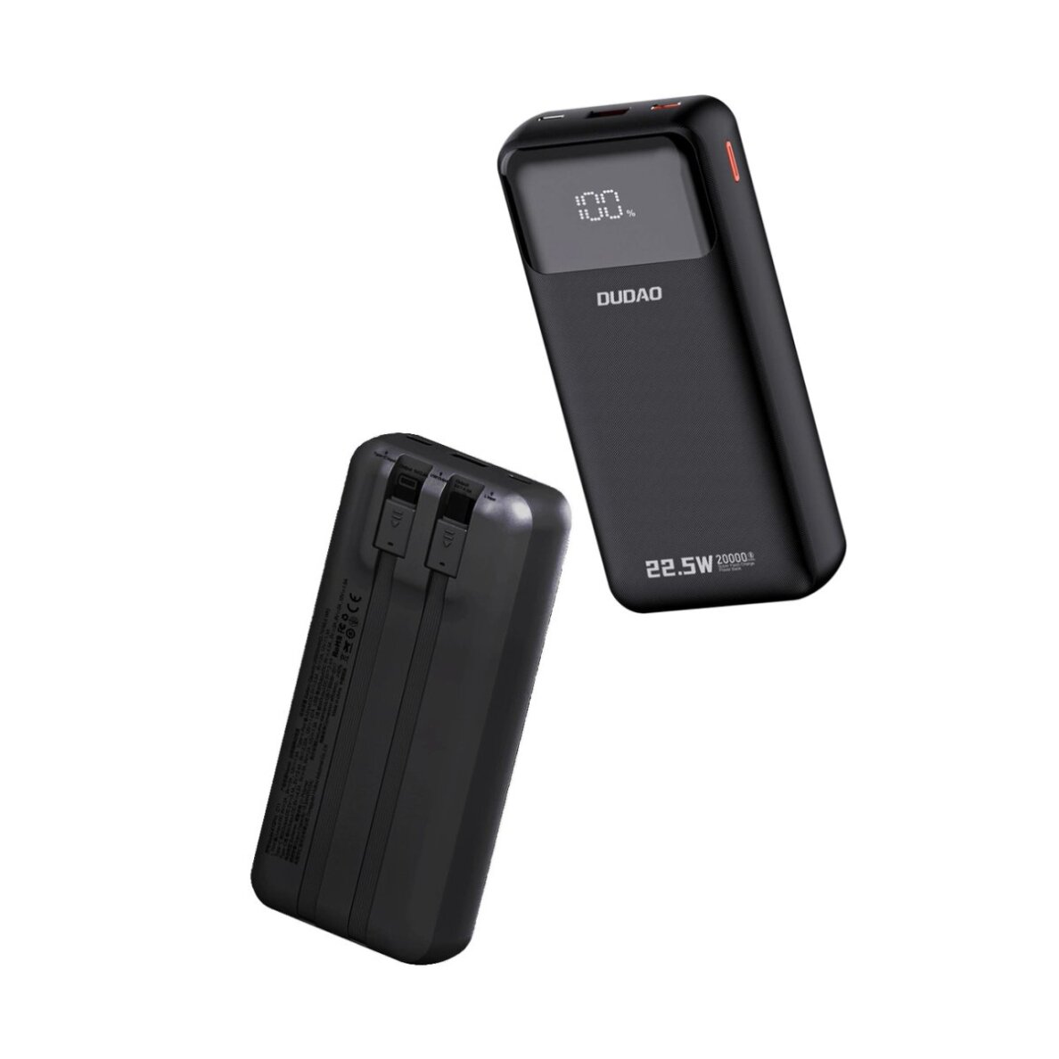Išorinė baterija Dudao K15Pro 20000 mAh 22.5 W PD USB-C / USB-A su integruotais Lightning ir USB-C kabeliais – juoda 2