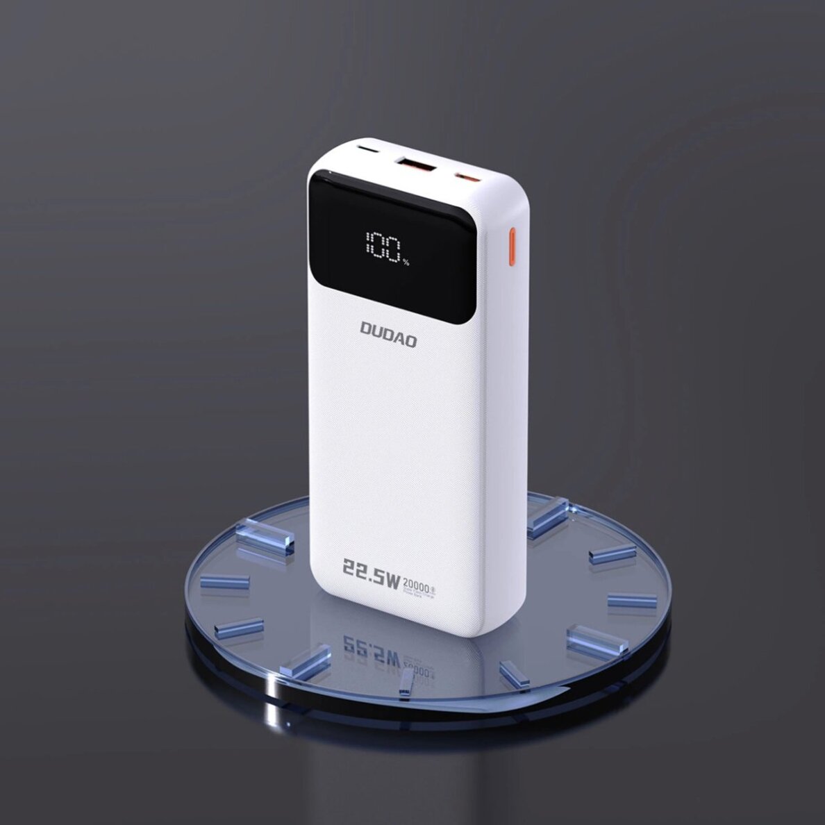 Išorinė baterija Dudao K15Pro 20000 mAh 22.5 W PD USB-C / USB-A su integruotais Lightning ir USB-C kabeliais – balta 5 Išorinė baterija Dudao K15Pro 20000 mAh 22.5 W PD USB-C / USB-A su integruotais Lightning ir USB-C kabeliais – balta 5