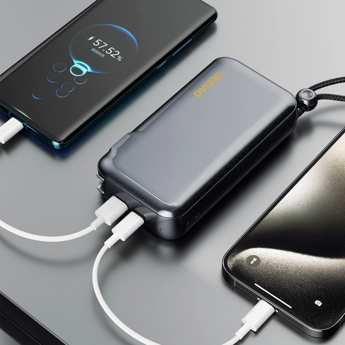 Dudao K25 2in1 10000mAh 3-in-1 Powerbank įkroviklis – pilkas 4