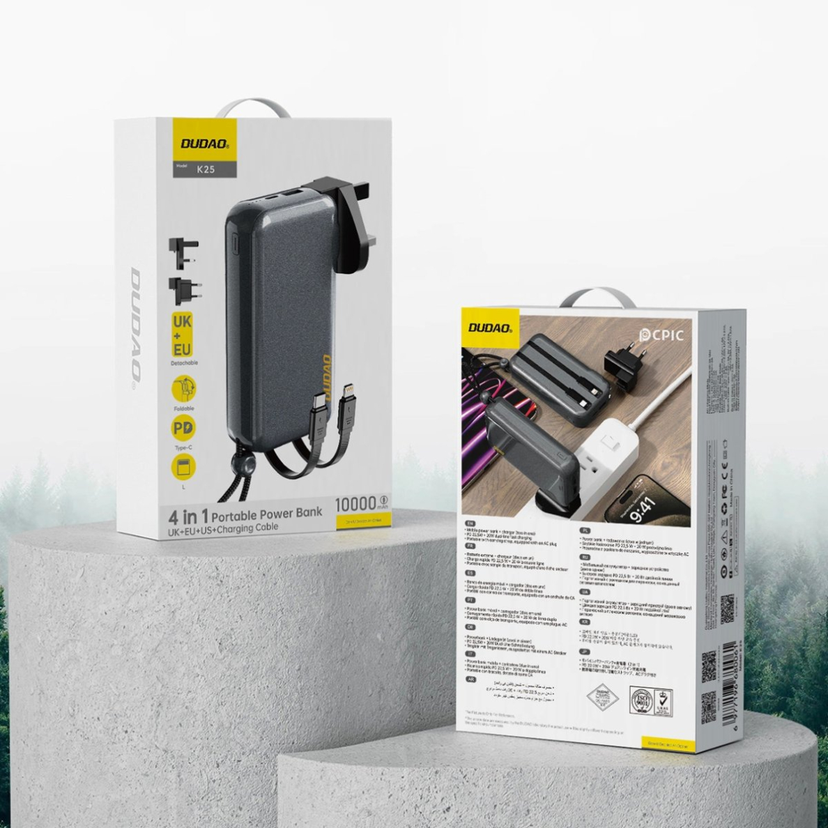 Dudao K25 2in1 10000mAh 3-in-1 Powerbank įkroviklis – pilkas 6 Dudao K25 2in1 10000mAh 3-in-1 Powerbank įkroviklis – pilkas 6