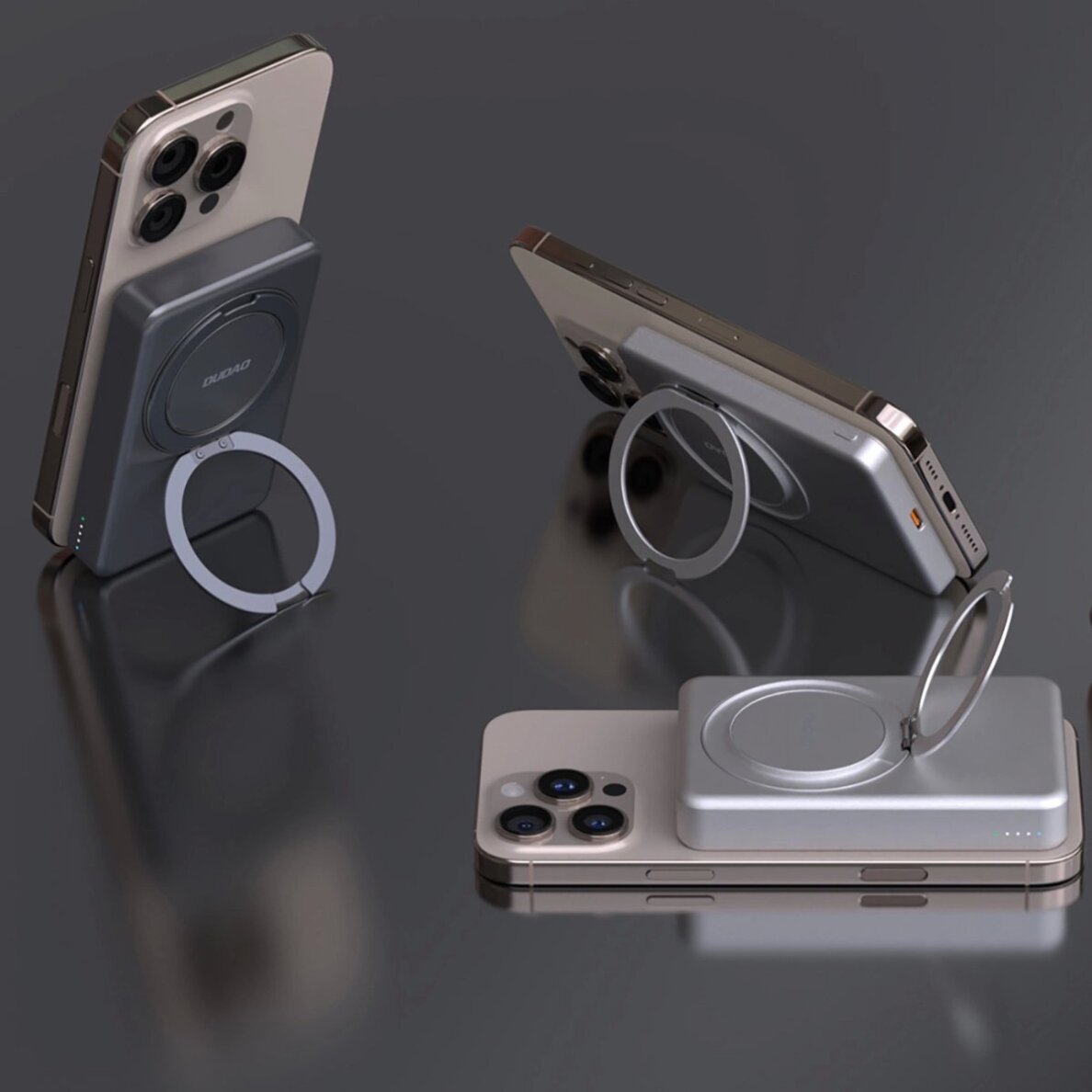 Išorinė baterija Dudao K28 10000 mAh PD 22.5 W MagSafe su metaliniu korpusu ir žiedo stovu – pilka 9 Išorinė baterija Dudao K28 10000 mAh PD 22.5 W MagSafe su metaliniu korpusu ir žiedo stovu – pilka 9