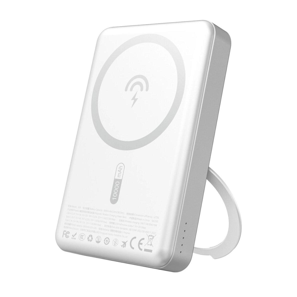 Išorinė baterija Dudao K28 10000 mAh PD 22.5 W MagSafe su metaliniu korpusu ir žiedo stovu – sidabrinė Išorinė baterija Dudao K28 10000 mAh PD 22.5 W MagSafe su metaliniu korpusu ir žiedo stovu – sidabrinė