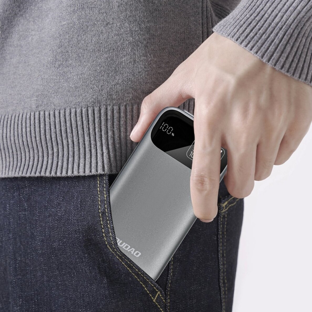 Išorinė baterija Dudao K31 10000 mAh 22.5 W PD su integruotu kabeliu – pilka 2