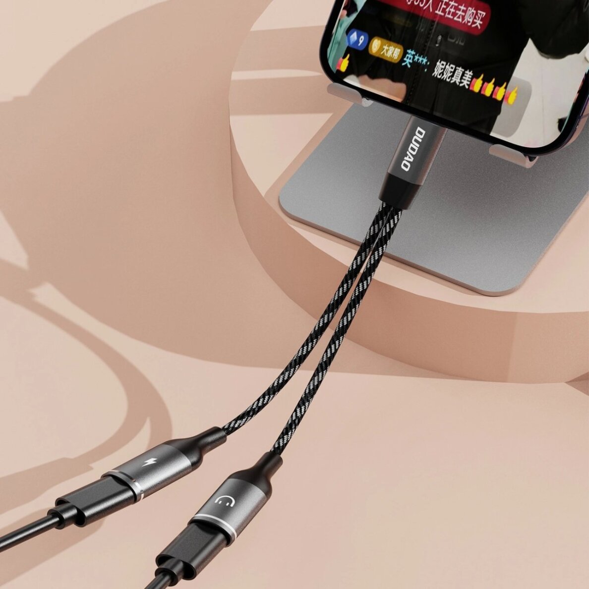 Adapteris Dudao L13C+ 2in1 USB-C – pilkas 6