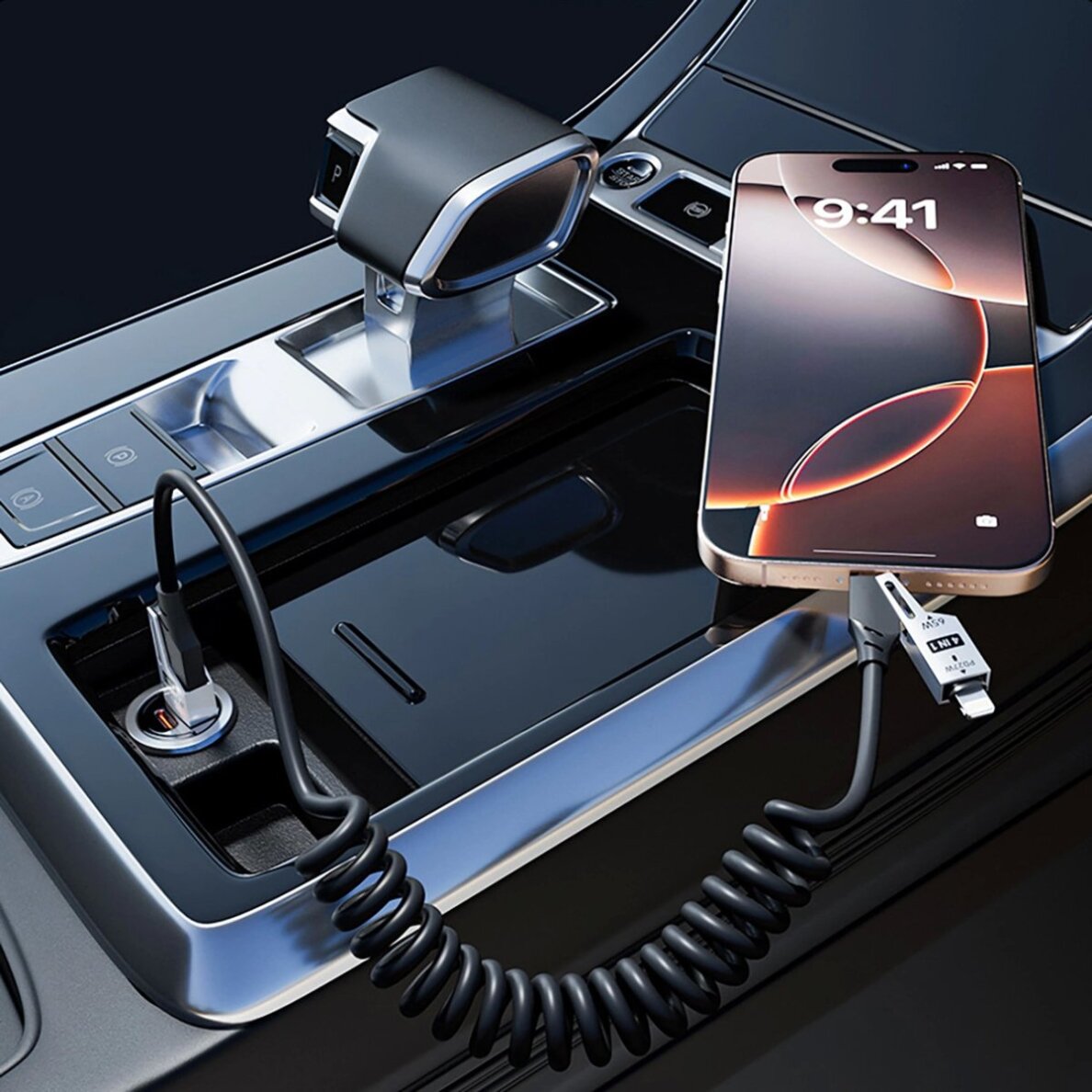 Krovimo kabelis Dudao L20 Pro 4-in-1 USB-A / USB-C – Lightning / USB-C – juodas 5 Krovimo kabelis Dudao L20 Pro 4-in-1 USB-A / USB-C – Lightning / USB-C – juodas 5