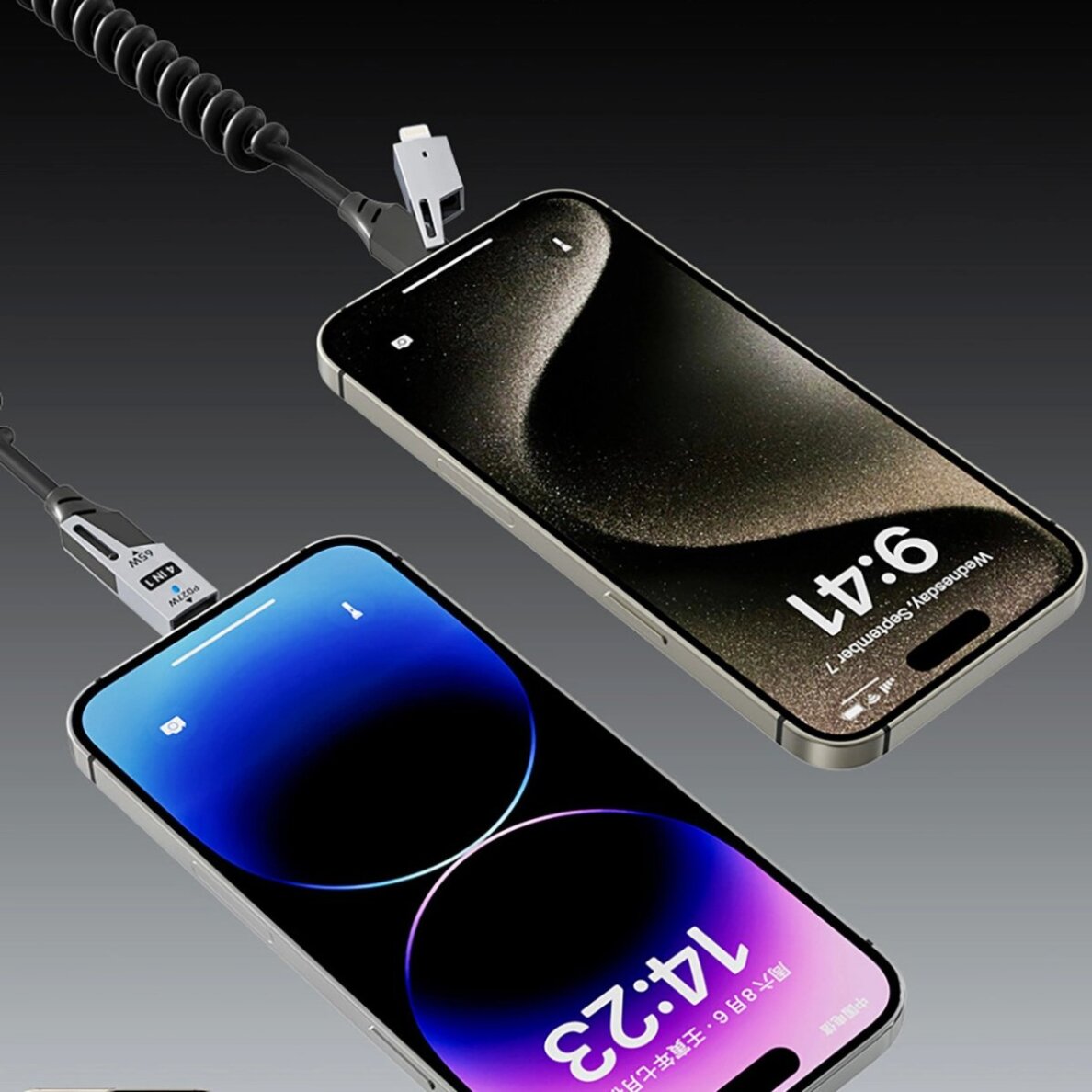 Krovimo kabelis Dudao L20 Pro 4-in-1 USB-A / USB-C – Lightning / USB-C – juodas 6 Krovimo kabelis Dudao L20 Pro 4-in-1 USB-A / USB-C – Lightning / USB-C – juodas 6