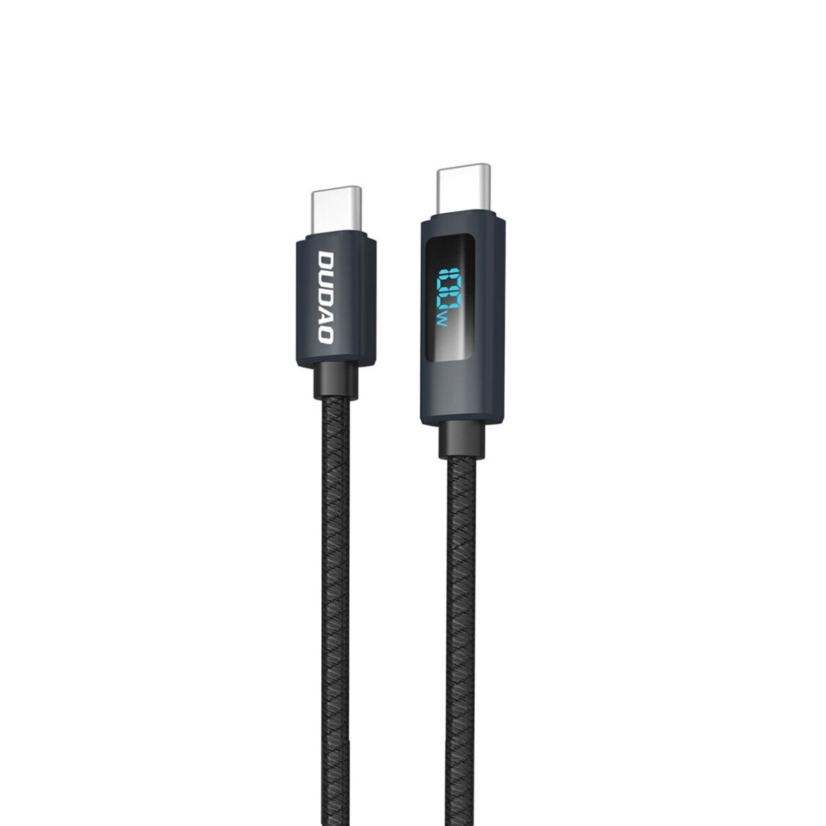 Krovimo kabelis Dudao L7C USB-C – USB-C 100 W su LED ekranu 1 m – juodas Krovimo kabelis Dudao L7C USB-C – USB-C 100 W su LED ekranu 1 m – juodas