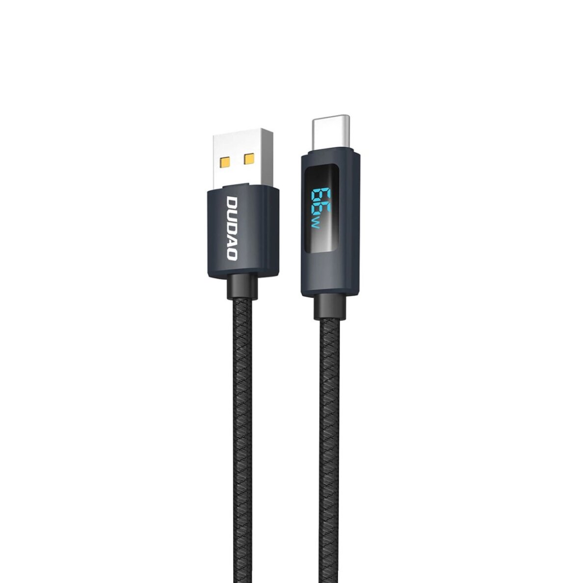 Krovimo kabelis Dudao L7T USB-A – USB-C 66 W su LED ekranu 1 m – juodas