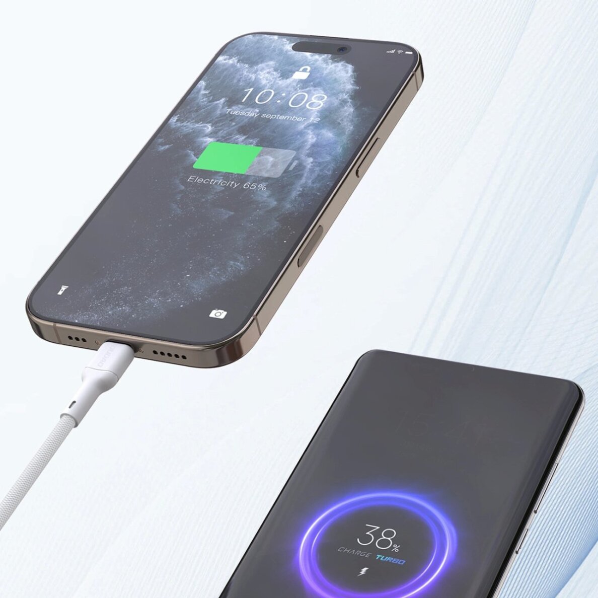 Krovimo kabelis Dudao L9C Max 240 W PD USB-C – USB-C 1.2 m – baltas 1