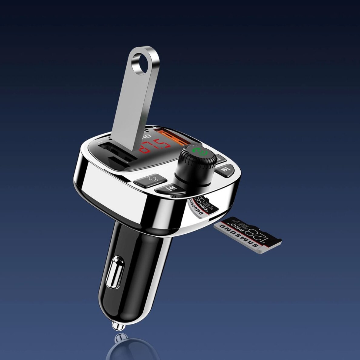 Bluetooth siųstuvas Dudao R2PRO+ su PD25W, Bluetooth 5.3 ir RGB įkrovimo jungtimis – juodas ir sidabrinis 4 Bluetooth siųstuvas Dudao R2PRO+ su PD25W, Bluetooth 5.3 ir RGB įkrovimo jungtimis – juodas ir sidabrinis 4