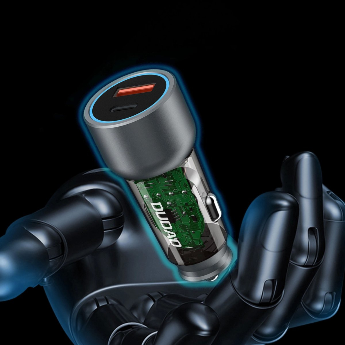 Dudao R4T 30W USB-A / USB-C automobilinis įkroviklis – pilkas 2