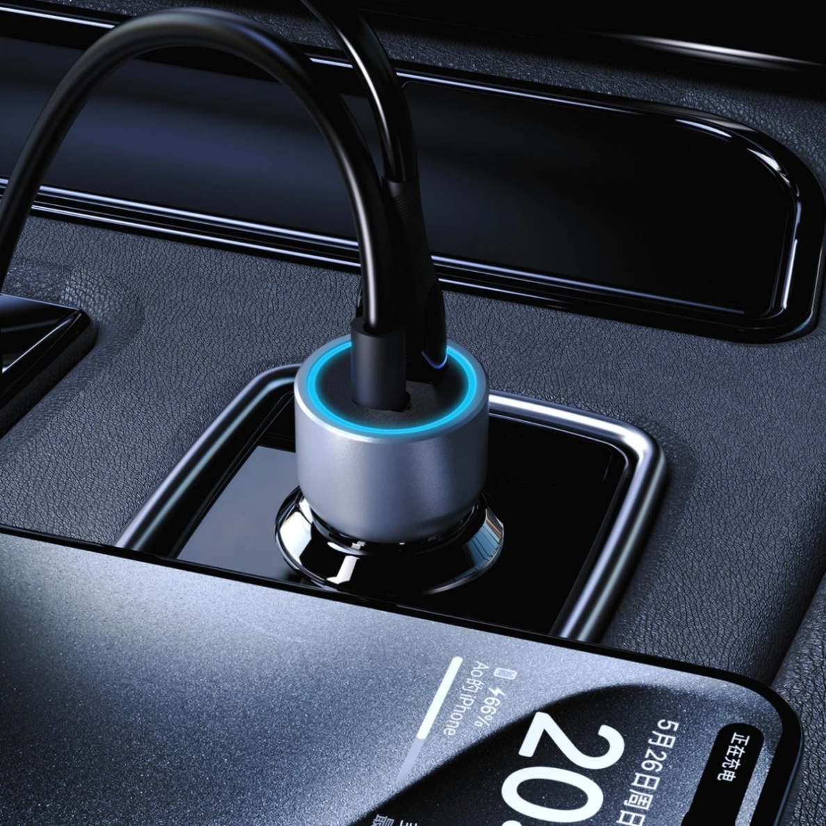 Dudao R4T 30W USB-A / USB-C automobilinis įkroviklis – pilkas 5