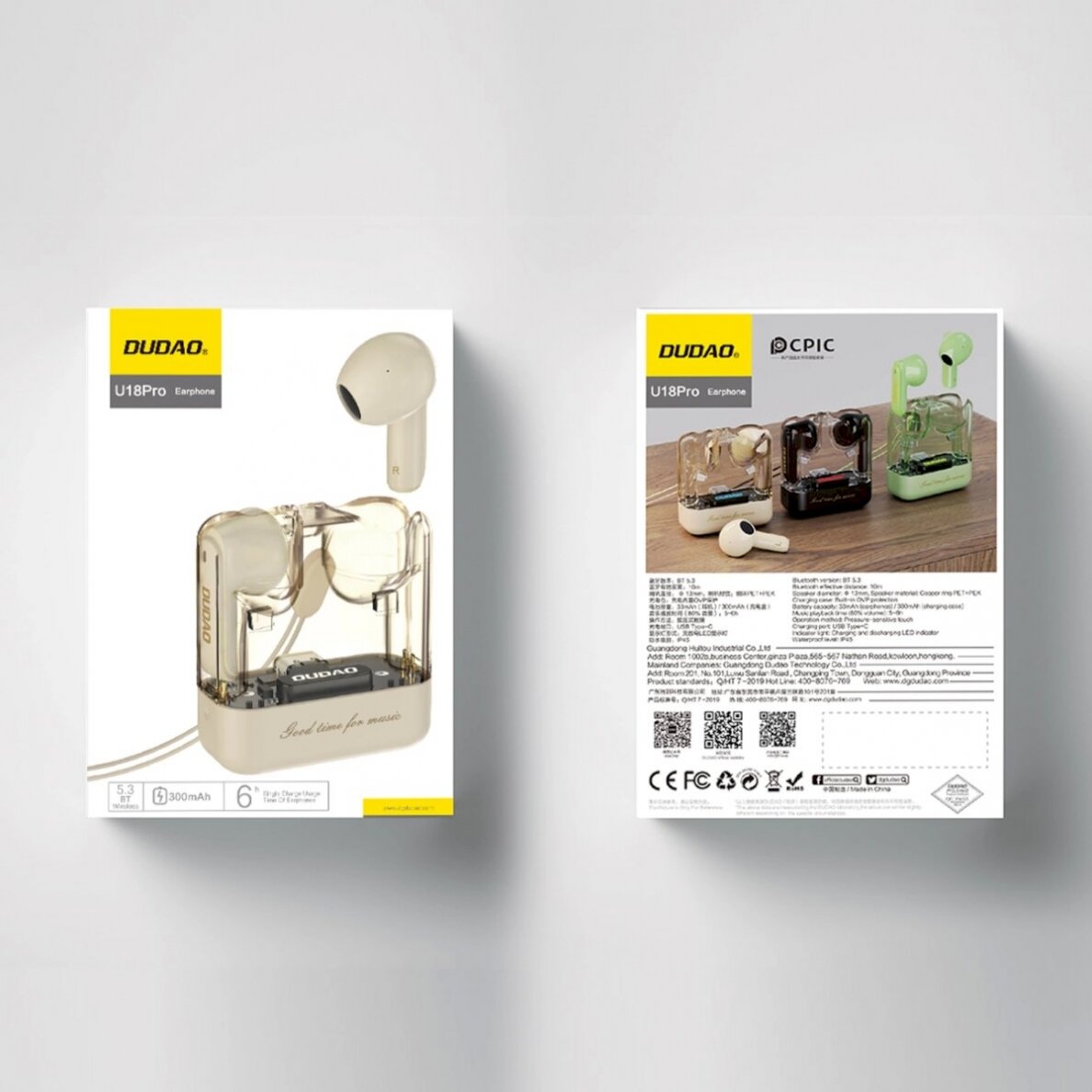 Dudao U18Pro Bluetooth 5.3 TWS wireless Ausinės - beige 2 Dudao U18Pro Bluetooth 5.3 TWS wireless Ausinės - beige 2