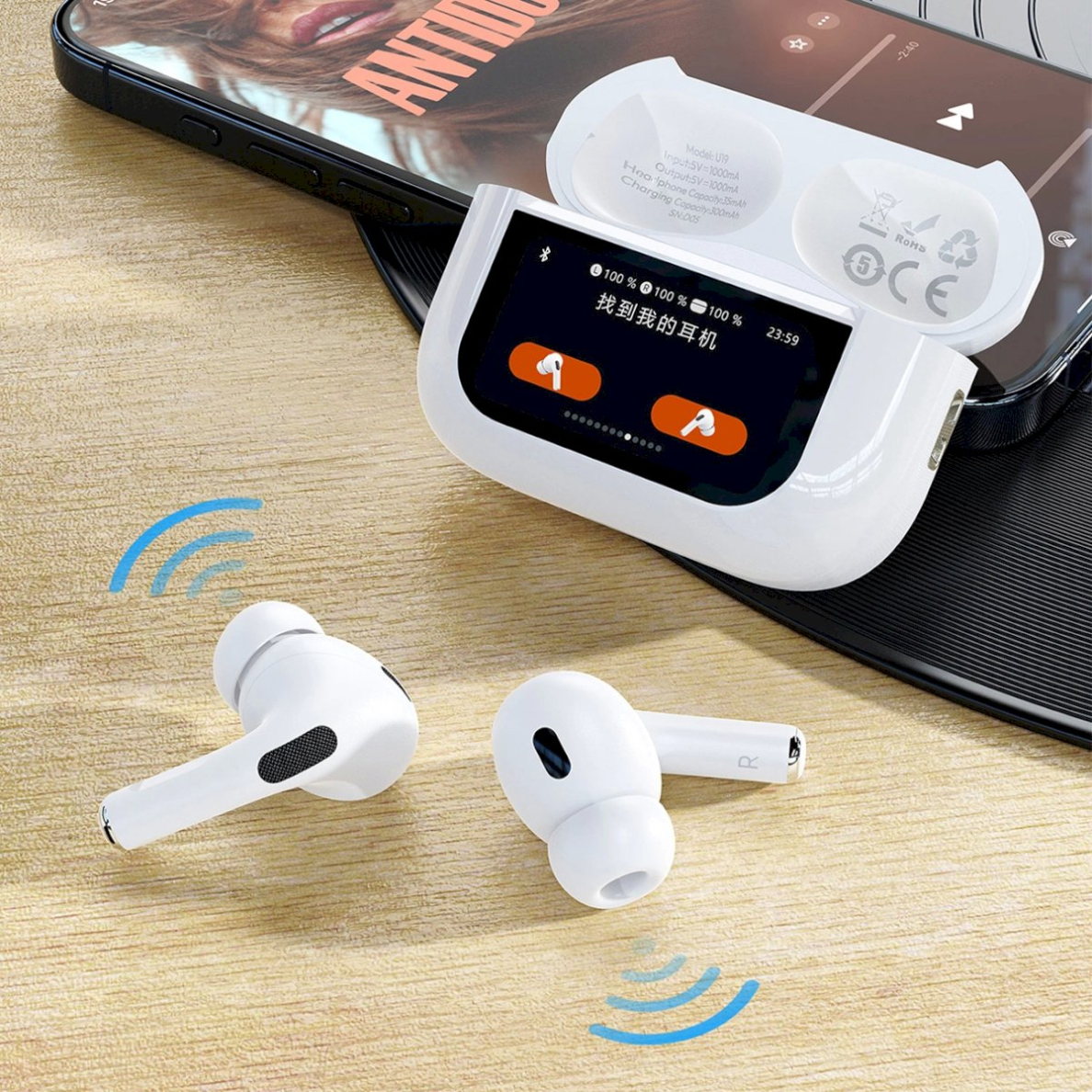 Dudao U19 in-ear TWS Bluetooth 5.3 belaidės ausinės su LED ekranu – baltas 7 Dudao U19 in-ear TWS Bluetooth 5.3 belaidės ausinės su LED ekranu – baltas 7