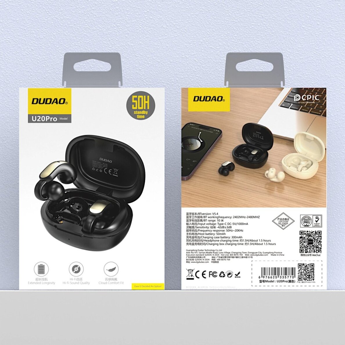 Belaidės ausinės Dudao U20 Pro TWS Bluetooth – juodos 4