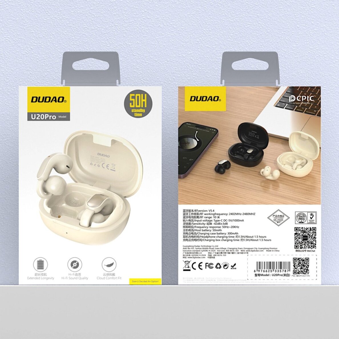 Belaidės ausinės Dudao U20 Pro TWS Bluetooth – baltos 7