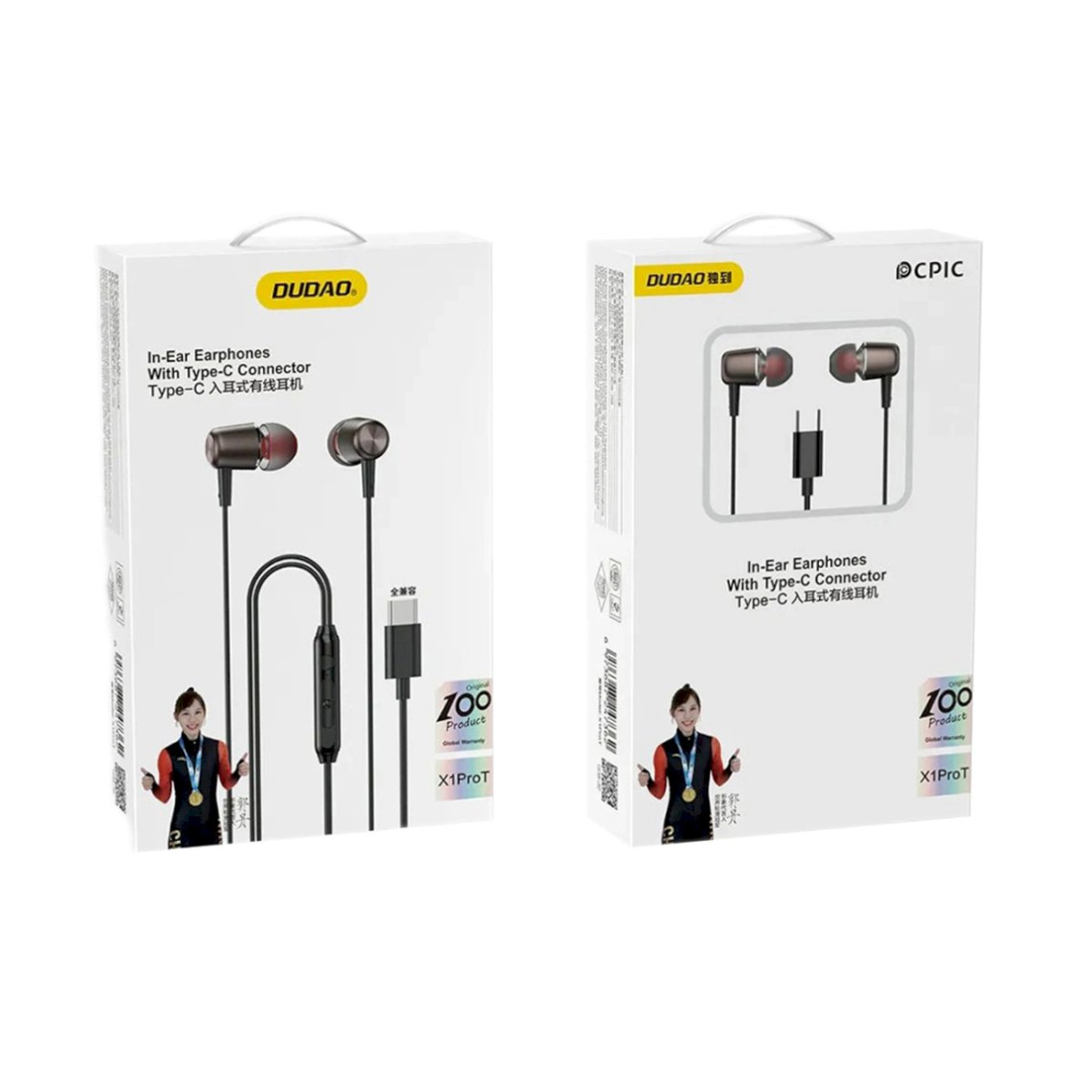 Dudao X1PROT in-ear laidinės USB-C ausinės 1.2 m – juodas 1