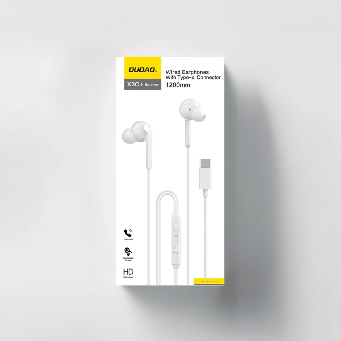 Dudao X3C+ in-ear laidinės USB-C ausinės 1.2 m – baltas 1