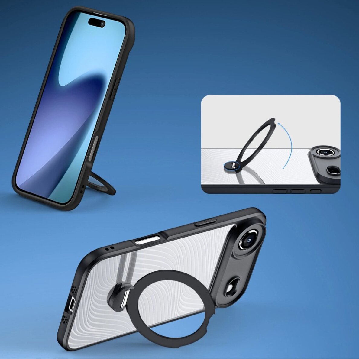 iPhone 17 Air Dux Ducis Aimo Mag dėklas su magnetiniu žiedu ir stovu – juodas 3 iPhone 17 Air Dux Ducis Aimo Mag dėklas su magnetiniu žiedu ir stovu – juodas 3