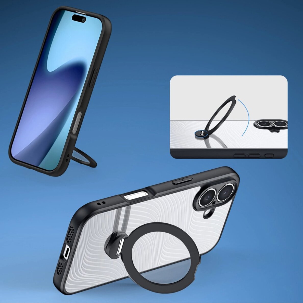 iPhone 17 Dux Ducis Aimo Mag dėklas su magnetiniu žiedu ir stovu – juodas 3 iPhone 17 Dux Ducis Aimo Mag dėklas su magnetiniu žiedu ir stovu – juodas 3