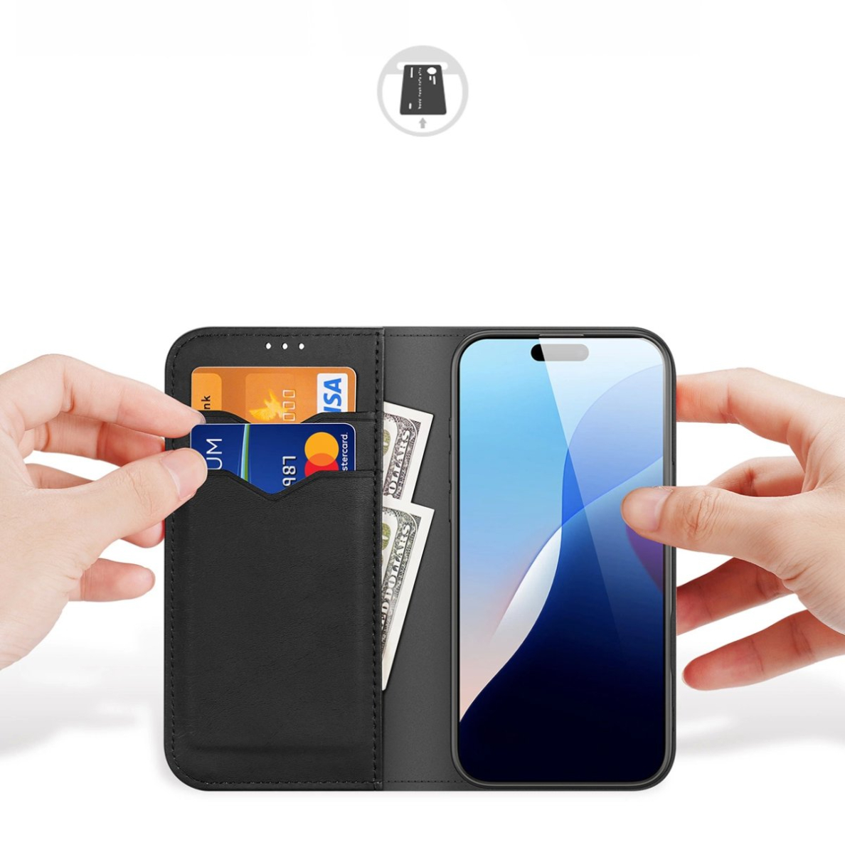 Dėklas Dux Ducis Hivo iPhone 16 Pro Case with Flip and RFID Protection - juodas 2 Dėklas Dux Ducis Hivo iPhone 16 Pro Case with Flip and RFID Protection - juodas 2