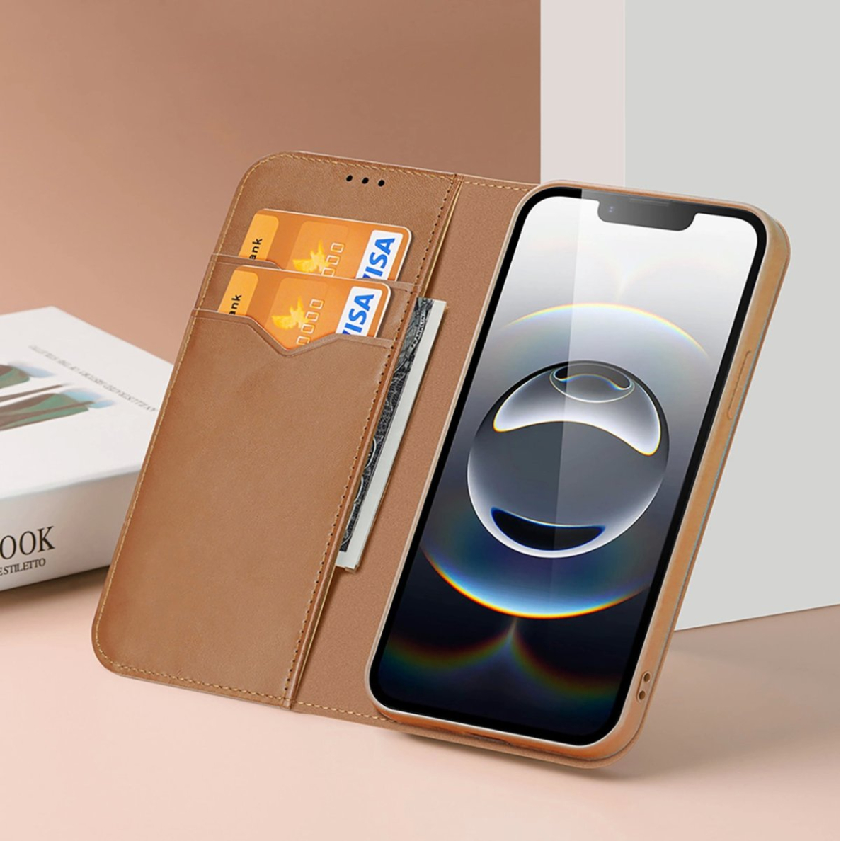 Dux Ducis Hivo dėklas iPhone 16E su atverčiamu dangteliu ir RFID apsauga - rudas 8 Dux Ducis Hivo dėklas iPhone 16E su atverčiamu dangteliu ir RFID apsauga - rudas 8