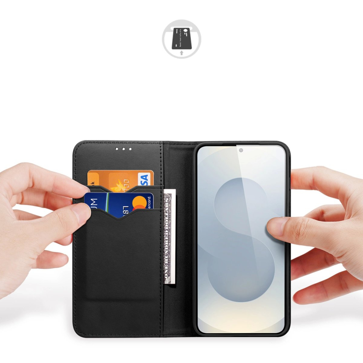 Samsung Galaxy S25 Edge – Dux Ducis Hivo dėklas su atvartu ir RFID apsauga - Juodas 1