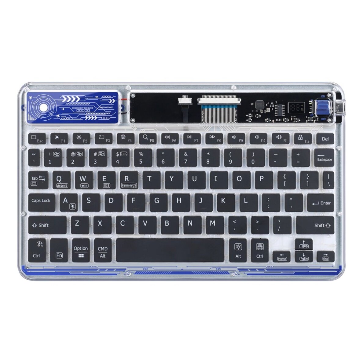 Nešiojamojo kompiuterio / planšetės / telefono klaviatūra Dux Ducis Keyboard (CK serija) belaidė – skaidri