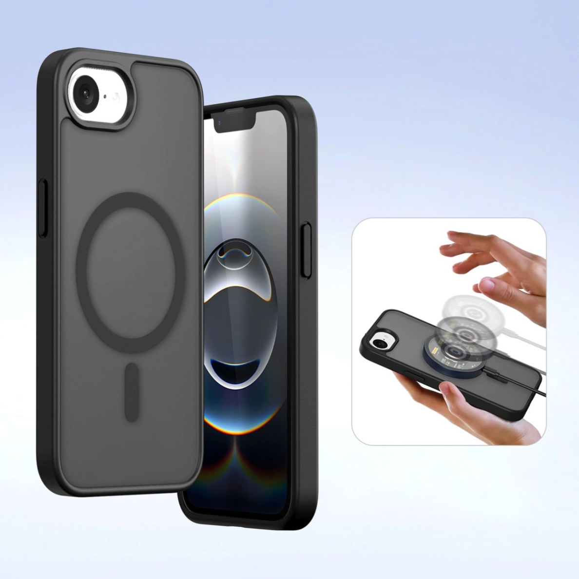 iPhone 16e – Dux Ducis Lawa odinis dėklas su nuimama magnetine pinigine - Juodas 6