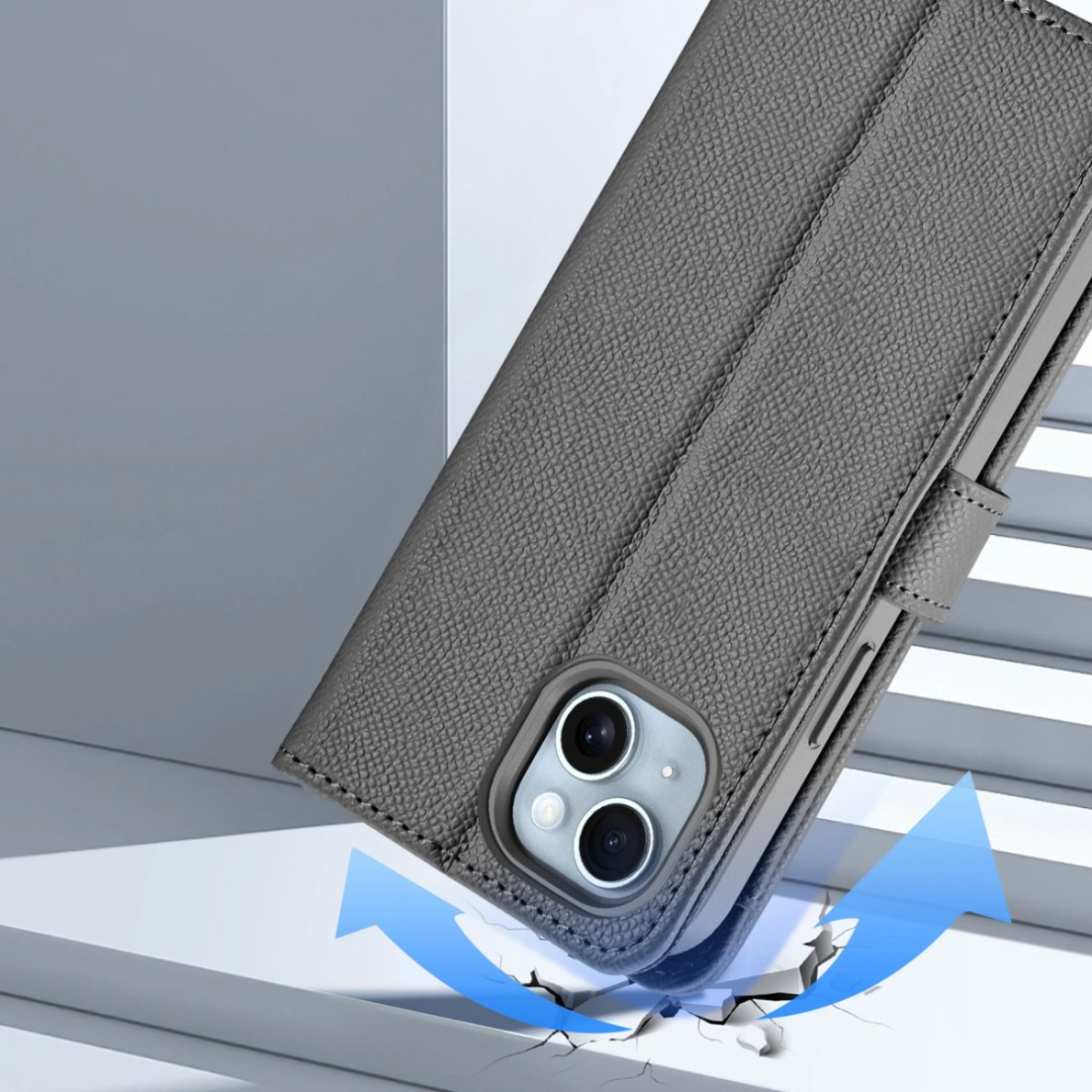 Dux Ducis Lawa odinis dėklas iPhone 15 - pilkas 10 Dux Ducis Lawa odinis dėklas iPhone 15 - pilkas 10