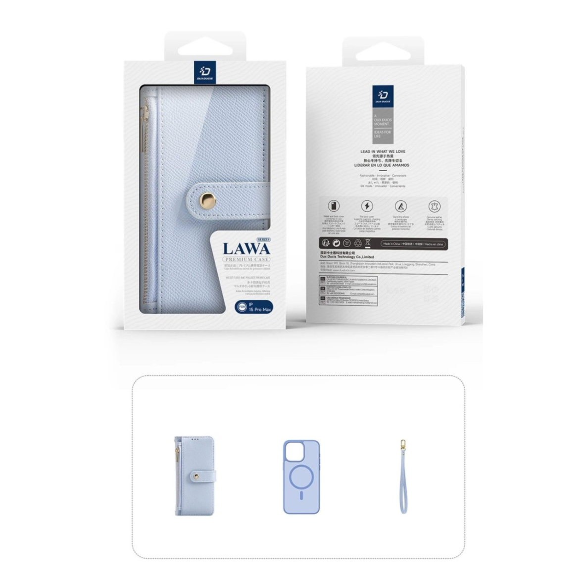 Dux Ducis Lawa odinis dėklas iPhone 15 Pro Max - mėlynas 3 Dux Ducis Lawa odinis dėklas iPhone 15 Pro Max - mėlynas 3