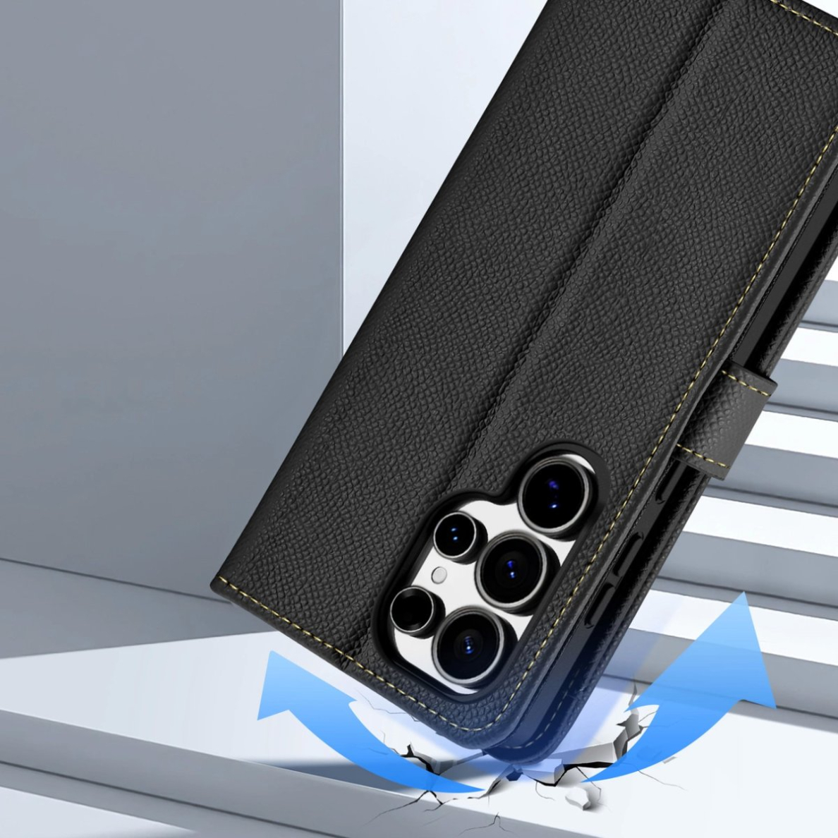 Samsung Galaxy S25 Ultra – Dux Ducis Lawa odinis dėklas su nuimama magnetine pinigine - Juodas 3