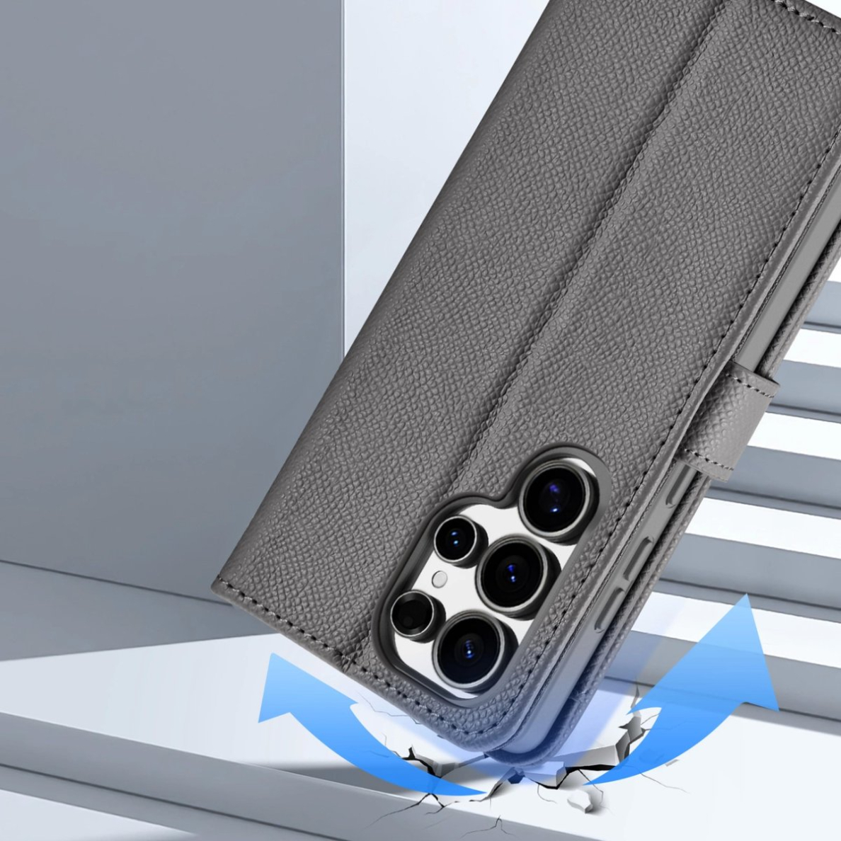 Dux Ducis Lawa odinis dėklas Samsung Galaxy S25 Ultra su nuimama magnetine pinigine - pilkas 2