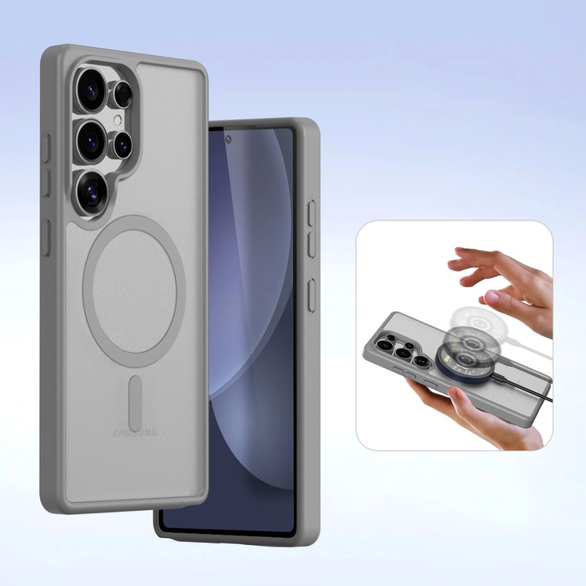 Dux Ducis Lawa odinis dėklas Samsung Galaxy S25 Ultra su nuimama magnetine pinigine - pilkas 6 Dux Ducis Lawa odinis dėklas Samsung Galaxy S25 Ultra su nuimama magnetine pinigine - pilkas 6