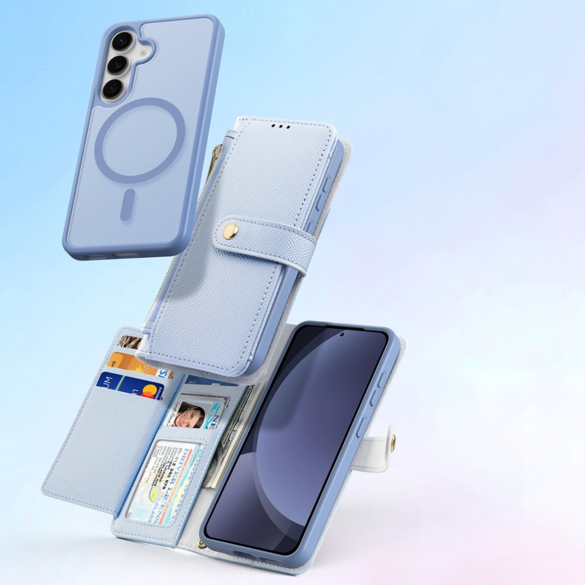 Dux Ducis Lawa Odinis Dėklas skirtas Samsung Galaxy S25 with Detachable Magnetinis Piniginės tipo - Mėlynas 9