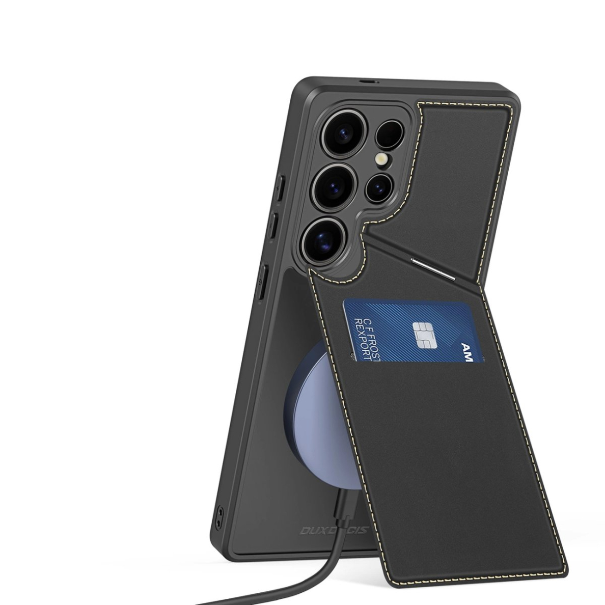 Dux Ducis Rafi II Dėklas skirtas Samsung Galaxy S25 Ultra su stoveliu and Piniginės tipo - Juodas 7