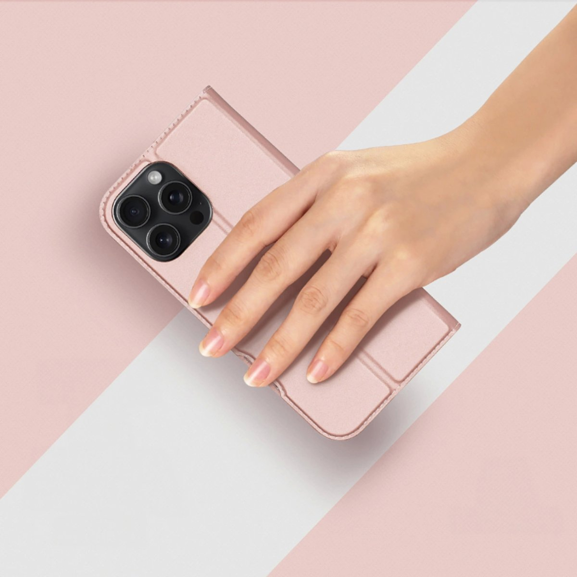 Dėklas dux Ducis Skin Pro iPhone 16 Pro su vieta kortelėms - Rožinis 12 Dėklas dux Ducis Skin Pro iPhone 16 Pro su vieta kortelėms - Rožinis 12