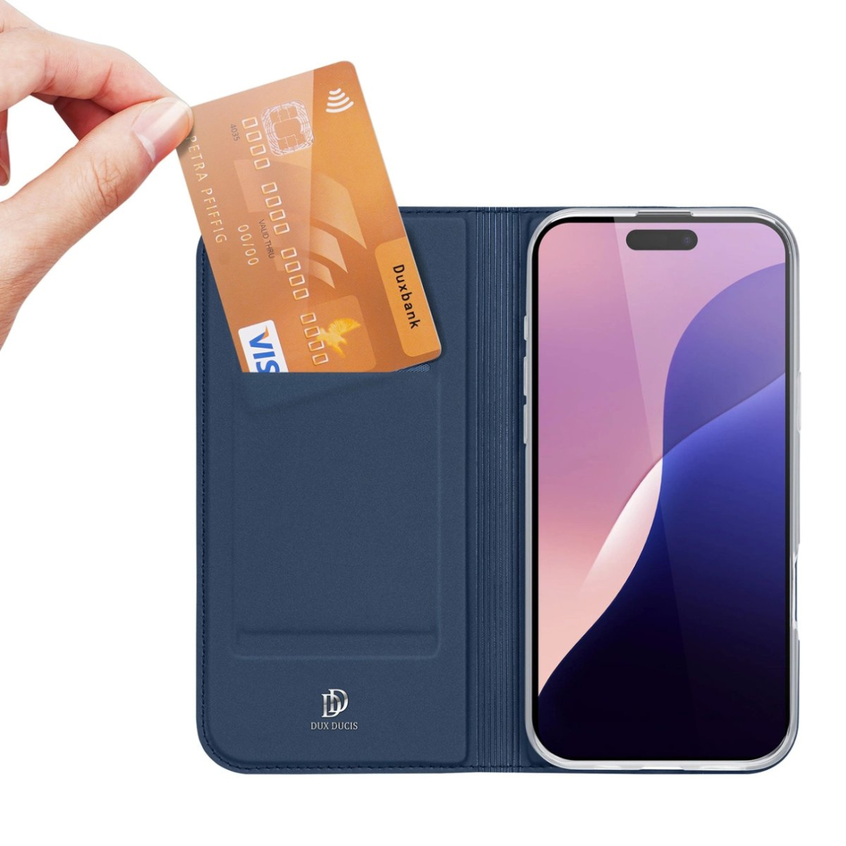 Dėklas dux Ducis Skin Pro iPhone 16 Pro Max su vieta kortelėms - Mėlynas 2 Dėklas dux Ducis Skin Pro iPhone 16 Pro Max su vieta kortelėms - Mėlynas 2