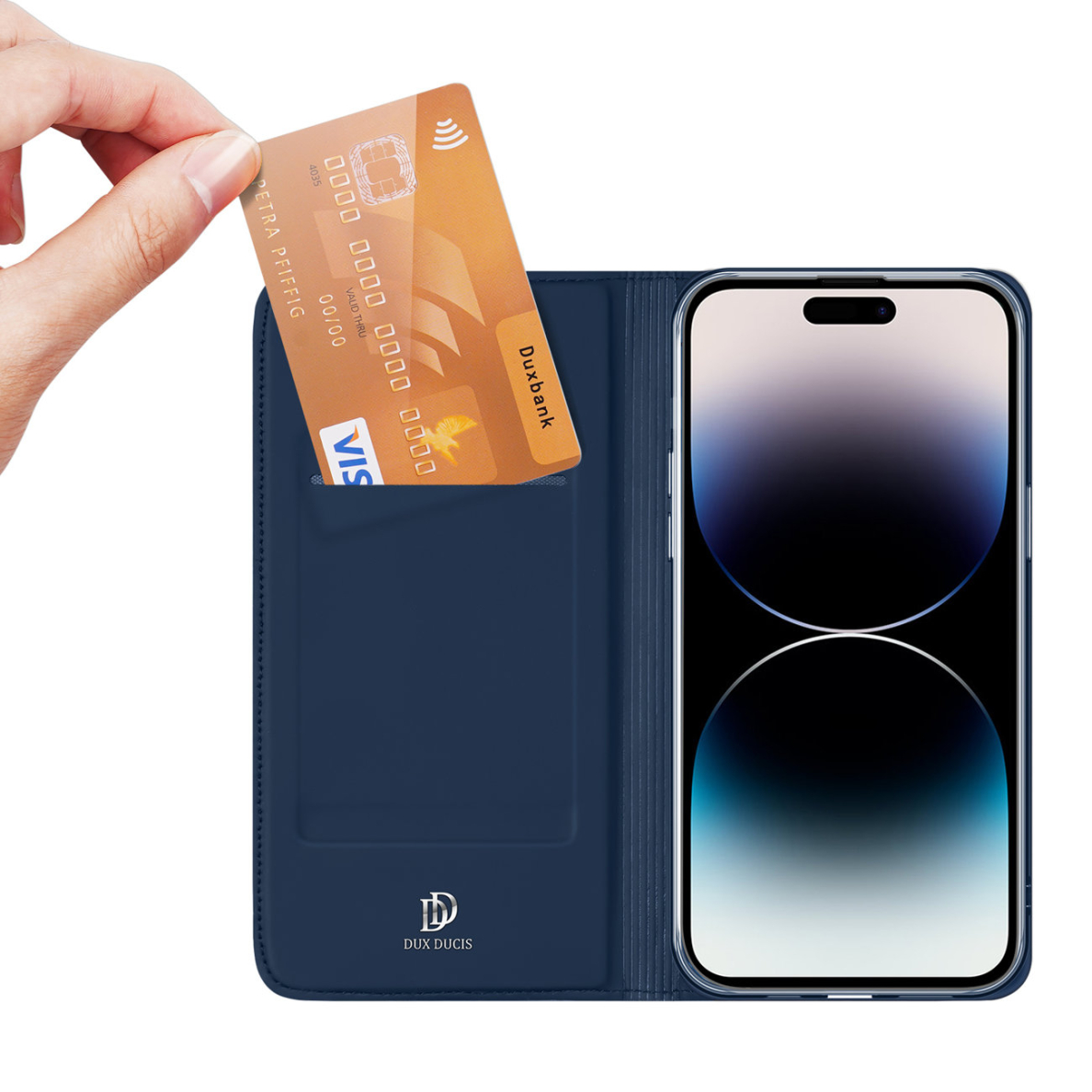 Dėklas Dux Ducis Skin Pro Wallet iPhone 15 Pro - Mėlynas Dėklas Dux Ducis Skin Pro Wallet iPhone 15 Pro - Mėlynas