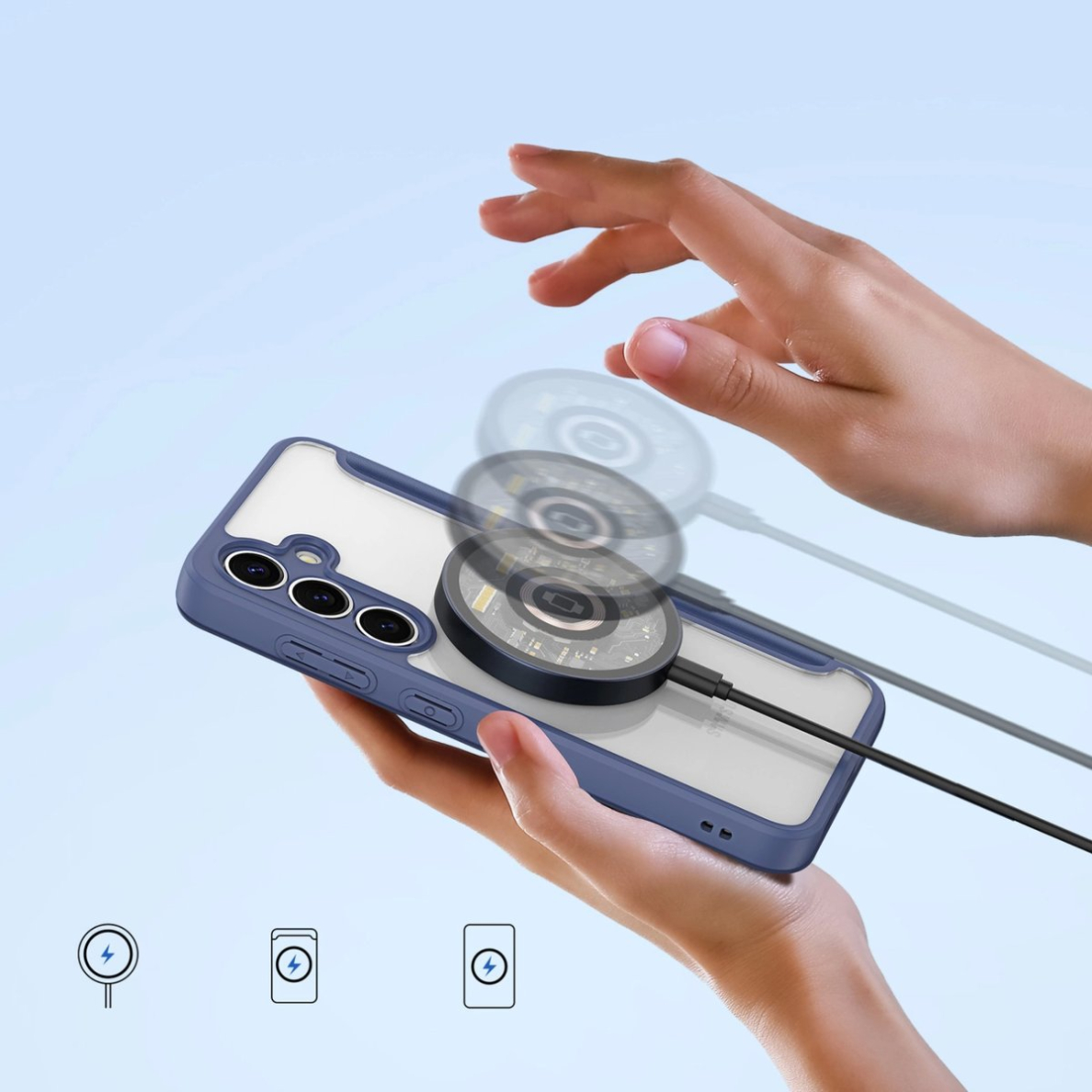 Dux Ducis Skin X Pro Dėklas skirtas Samsung Galaxy S25+ with MagSafe and Piniginės tipo - Mėlynas 10