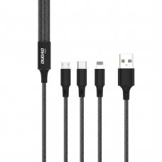 Kabelis Dudao USB 3in1 - USB Type C, micro USB, Lightning 6A - Juodas (TGL2)
