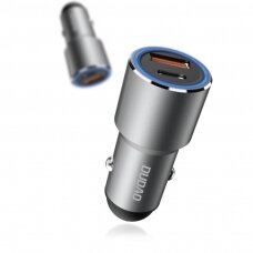 Automobilnis įkroviklis Dudao car charger USB / USB Typ C Power Delivery Quick Charge 22,5 W pilkas
