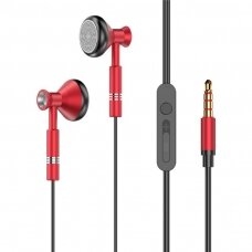 Ausinės Dudao in-ear earphones with 3,5 mm mini jack microphone and remote control raudonos
