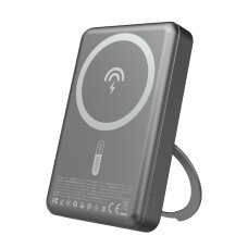 Išorinė baterija Dudao K28 10000 mAh PD 22.5 W MagSafe su metaliniu korpusu ir žiedo stovu – pilka