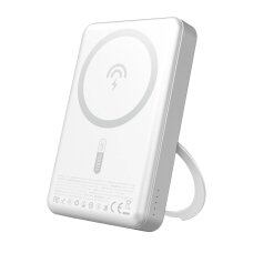 Išorinė baterija Dudao K28 10000 mAh PD 22.5 W MagSafe su metaliniu korpusu ir žiedo stovu – sidabrinė